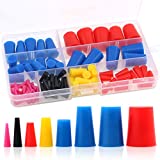 Glarks 100Pcs Silicone Rubber Tapered Plug Assortment Kit for Masking Off Holes During Powder Coating, Painting, Hydro Dipping, Media Blasting (100Pcs)