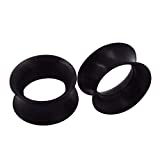 Stuppendux 1 Pair Black Soft Silicone Flexible Ear Skin Tunnels Plugs Expanders Gauges Hollow Body Piercing 1/2" 12mm