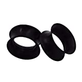 Oyaface 2 PC Black Soft Silicone Flexible Ear Skin Tunnels Plugs Expanders Gauges Hollow Body Piercing (Black 3/4‘’(20mm))