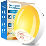 Sunrise Alarm Clock Gentle Wake Up Light, Dual Alarm with Weekday/Weekend Mode, 7 Natural Sleep Sounds, 9 Color Atmosphere Lamp, Alarm Clock Radio for Bedroom, Bedside Clock for Kids Adults