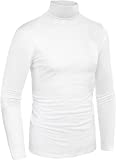 AOOM Men's Slim Fit Basic Thermal Turtleneck T Shirt Long Sleeve Casual Pullover Shirts(White,XL)