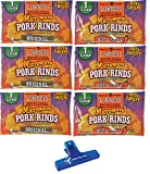 Lowrey's Bacon Curls Microwavable Pork Rinds, Original and Hot & Spicy, Three 1.75oz Packets of Each (6 Pack) - with Make Your Day Bag Clip