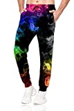 Belovecol 3D Colorful Smoke Print Joggers for Juniors Teen Boys Girls Cool Graphic Sports Workout Joggers Pants Trousers Baggy S