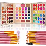 UCANBE Pro Eyeshadow Palette + 15 Pcs Makeup Brush Set,Pigmented Makeup Pallet with Brushes, Matte Shimmer 86 Colors Set,Eye Shadow Highlighters Contour Blush Powder Cosmetic Kit