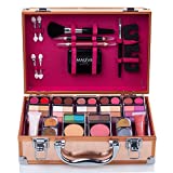 DUER LIKA Makeup Kit for Girls and Women-Carry All Makeup Train Case with Pro Makeup and Full Starter Cosmetics Set (GOLD)