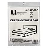 uBoxes Queen Mattress Poly Covers, 61 x 15 x 104 inch, Heavy Duty 2 mil, 1 Pack (QUEENCOVER01), Clear Plastic