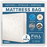 Mattress Storage Bag - 2pk Full Size Thick Plastic Moving Cover, Transport, Disposal and Protector - 2.5 mil Heavy Duty Reusable Clear Waterproof Mattress Protector Encasement by DiRose