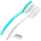 TopNotch Back Brush 2 Brushes for Bath or Shower 1 Clear and 1 Blue with Long Handle Body Scrubbing