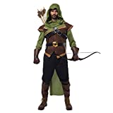 Spooktacular Creations Renaissance Robin Hood Deluxe Men Costume Set Made of Leather for Halloween Dress Up Party (Medium) Brown