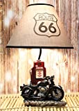 Ebros Vintage Old Fashioned Retro Black Motorcycle by Classic Gas Pump Desktop Table Lamp 19"Tall Nostalgic Highway Route 66 Road Runner Home Decor Shelf Mantlepiece Lighting Accent