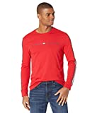 Tommy Hilfiger mens Long Sleeve Cotton T Shirt, Apple Red, Large US