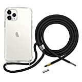Noname Phone Cases - Original Clear Lanyard Case with Strap for iPhone (iPhone 7/8/SE (2020), Black/Silver)