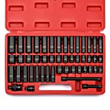 CASOMAN 3/8" Drive Impact Socket Set, 48 Piece Standard SAE and Metric Sizes (5/16-Inch to 3/4-Inch and 8-22 mm), 6 Point, Cr-V Steel Socket Set