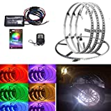 4pc 144LED RGBW Auto Wheel Ring Lights Car Rim Lights Brightest Multiple Colors Blue-Tooth App Controller