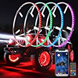 OTOMO 15.5'' LED Wheel Ring Lighting Kit RGB with APP&IR, 288LEDs Single Row Neon Rim Light with W/Turn Signal & Braking, 12V DC Waterproof for Truck Car SUV Cart (4-of Pack)