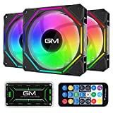 GIM KB-10 Pro RGB Case Fans, 3 Pack 120mm Quiet Computer Cooling LED Fan for PC case and CPU Cooler, Colorful Rainbow Speed Adjustable Cooler