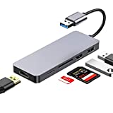USB to HDMI Adapter,5-in-1 USB Hub with USB 3.0 to HDMI Converter 1080p for PC Laptop Monitor,2 USB 2.0 Ports,SD/Micro SD Card Reader,Compatible with Windows 7/8/8.1/10[Not Support Mac,Chrome,Linux]