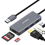 USB to HDMI Adapter, 5-in-1 USB hub 3.0 with HDMI 1080p for Extended Monitor PC Laptop Desktop, 2 USB Ports, SD and Micro SD Card Reader