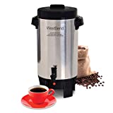 West Bend Highly Polished Aluminum Commercial Coffee Urn Features Automatic Temperature Control Large Capacity with Quick Brewing Easy Prep & Clean Up, 42-Cup, Silver