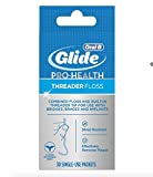 Glide Threader Floss, 30-Count Boxes of Single-Use Packets (Pack of 4)