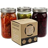 Trellis + Co. 316 Stainless Steel Fermentation Lids | 3 Silicone Waterless Fermenter Airlock Lids | Easy Lacto Fermenting Wide Mouth Mason Jar Canning Lids | Free Recipe eBook Included