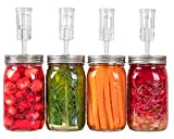 Fermentation Kit for Wide Mouth Jars - 4 Airlocks, 4 Silicone Grommets, 4 Stainless Steel Wide mouth Mason Jar Fermenting Lids with Silicone Rings (4 Set, Jars Not Included)