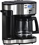 Hamilton Beach 2-Way 12 Cup Programmable Drip Coffee Maker & Single Serve Machine, Glass Carafe, Auto Pause and Pour, Black (49980A)