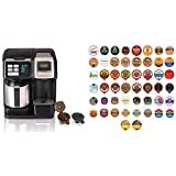 Hamilton Beach FlexBrew Thermal Coffee Maker, Single Serve & Full Pot, Black and Stainless & Variety Pack of Coffee, Tea, and Hot Chocolate - Great Sampler of Coffee, Tea - Huge 50 Pack of Pods