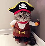 Hillento Pet Costume, Funny Cute Pet Dog Cat Pirate Clothes Suite Outfit for Halloween Christmas Holiday Dress Up Cosplay, Party Apparel Clothing for Cat Dog Plus Hat