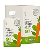 Serenity Kids Baby Food Pouches, Organic Carrots, Spinach & Basil with Organic Olive Oil, For 6+ Months, 3.5 Ounce Pouch (6 Pack)