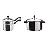 Farberware Classic Stainless Series 2-Quart Covered Double Boiler & Classic Stainless Steel 6-Quart Stockpot with Lid, Stainless Steel Pot with Lid, Silver