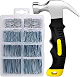 620PCs Hardware Nail Assortment Kit with 8oz Claw Hammer, Mini Hammer with Anti-Slip Handle, Anti-Corrosive Galvanized 310 Picture Hanging Nails & 310 Finishing Nails for Household and DIY Woodworking