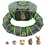 HEYHOME Small Animal Playpen Guinea Pig Hedgehog Cage Rabbit Cage with Fun Surround Tunnel Breathable & Transparent Pop Open Exercise Yard Fence with Top Cover Anti Escape（Patent Pending）