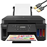 Canon PIXMA MegaTank G6018 Wireless All-in-One Color Inkjet Printer - High-Volume Supertank for Print Copy Scan - 13 ipm, 4800 x 1200 dpi, Voice Control, Auto 2-sided Printing, BROAGE Printer Cable