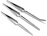 Cross Lock Tweezers Set 3 Cross Locking Soldering Self Closing Straight and Bent by JTS