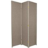 ORIENTAL Furniture 6-Feet Tall Woven Fiber Room Divider, Special Edition, Light Gray