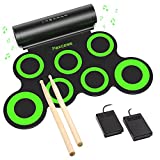 PAXCESS Electronic Drum Set, Roll Up Drum Practice Pad Midi Drum Kit with Headphone Jack Built-in Speaker Drum Pedals Drum Sticks 10 Hours Playtime, Great Holiday Birthday Gift for Kids