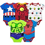 Marvel Baby Boys' 5 Pack Bodysuits - The Hulk, Spiderman, Iron Man and Captain America (18 Months)