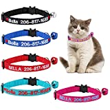 Custom Breakaway Cat Collar Personalized Cat-ID Collar Embroidered Pet Name Phone Safety Collars with Bell