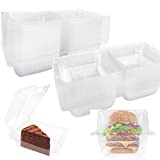 100 PCS Clear Plastic Take Out Containers,Clear Plastic Hinged Food Container,Disposable Clamshell Food Containers for Hamburger,Sandwiches,Cake,Salads,Pasta,Pastry(5.2x4.7x2.8 In)