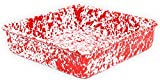 Crow Canyon Home Enamelware Square Brownie Pan, 9 inch, Red/White Splatter