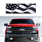 Black and White American Flag Decals for Chevy Silverado Grille and Tailgate Bowtie Emblem Stickers 2PCS