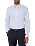 Amazon Brand - Buttoned Down Men's Slim Fit Spread Collar Pattern Non-Iron Dress Shirt, Mini Blue Glen Plaid, 16.5" Neck 34" Sleeve