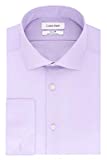 Calvin Klein Men's Dress Shirt Slim Fit Non Iron Solid French Cuff, Lilac, 16.5" Neck 36"-37" Sleeve