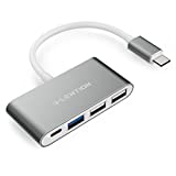 LENTION 4-in-1 USB-C Hub with Type C, USB 3.0, USB 2.0 Compatible 2023-2016 MacBook Pro 13/14/15/16, New Mac Air/Surface, ChromeBook, More, Multiport Charging & Connecting Adapter (CB-C13, Space Gray)