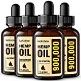 LUCKCHAN (4-Pack) Premium Hemp Oil - Helps Anxiety, Stress, Relaxation, Calming, Sleep - Natural Extract, Vegan, Non-GMO - Organic Hemp Tincture Drops