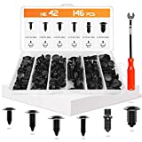OTUAYAUTO 147PCS Automotive Christmas Tree Clips Assortment - 6 Most Common Sizes Bumper Shield Retainer with Fasteners Remover, Replacement for GM Ford Honda Chrysler