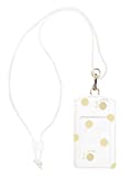 Kate Spade New York ID Badge Holder with Lanyard, Vegan Leather Slim Card Wallet, Name Tag Case for Work, School, or Travel, Gold Dot with Script