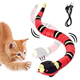 vrbabies Automatic Snake Cat Toy for Indoor Cats Kids, USB Smart Sensing Realistic rc Snakey Kitty Toy Prank Pet Gift, Interactive Slithering Serpent Moving Kitten Toys with Infrared Induction