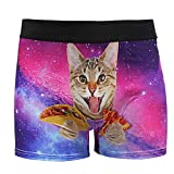 Men Underwear Funny Boxer Briefs Pizza Cat Print Soft Boxer Briefs Cute Underwear Large